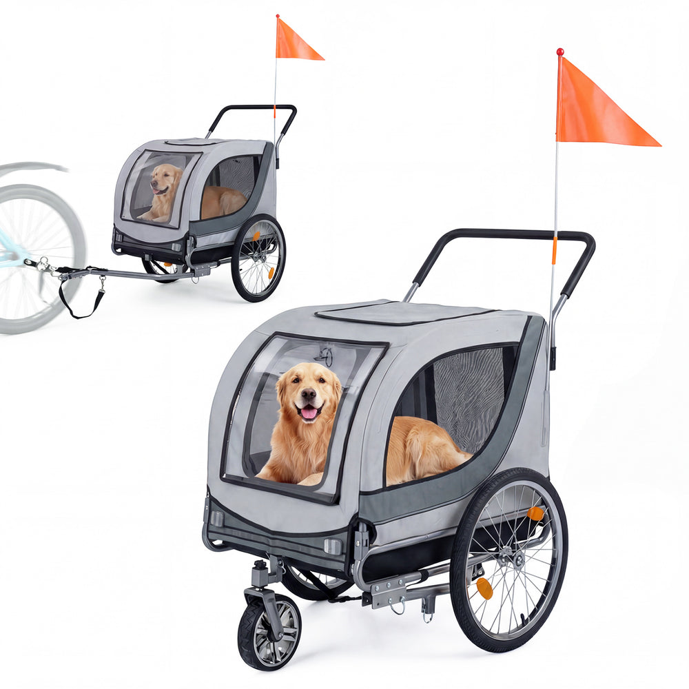 2-in-1 Dog Bike Trailer with Universal Bicycle Coupler Pet Wagon