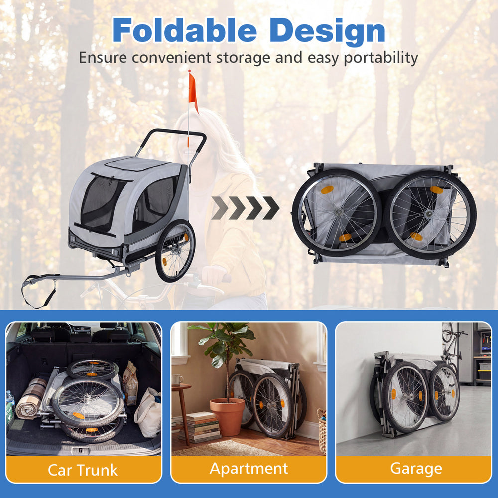 2-in-1 Dog Bike Trailer with Universal Bicycle Coupler Pet Wagon - view 5