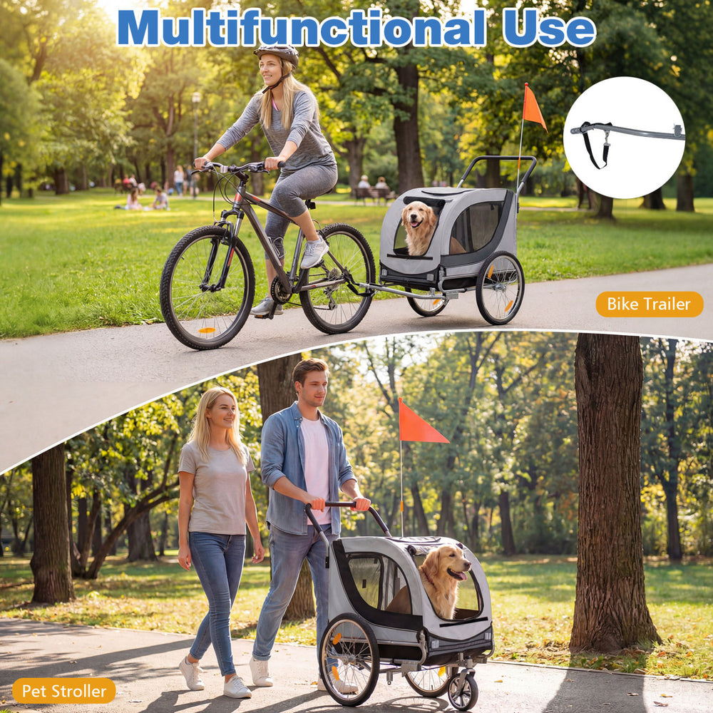 2-in-1 Dog Bike Trailer with Universal Bicycle Coupler Pet Wagon - view 6