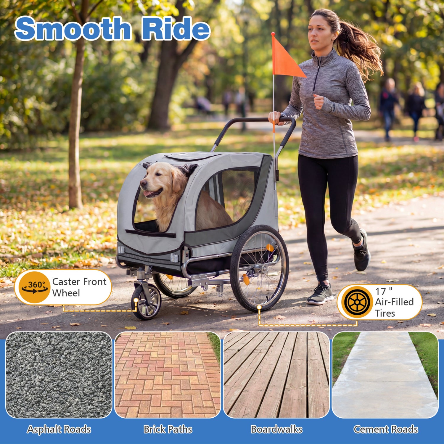 2-in-1 Dog Bike Trailer with Universal Bicycle Coupler Pet Wagon - view 7