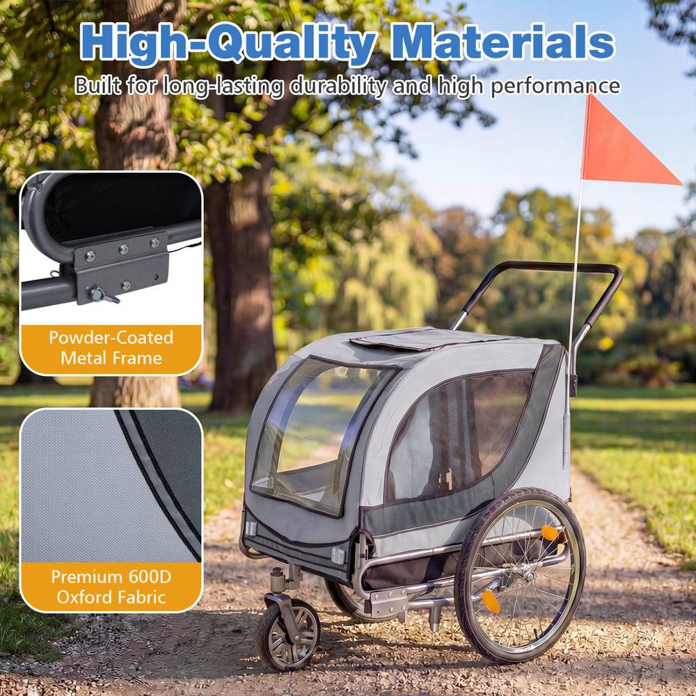 2-in-1 Dog Bike Trailer with Universal Bicycle Coupler Pet Wagon - view 8