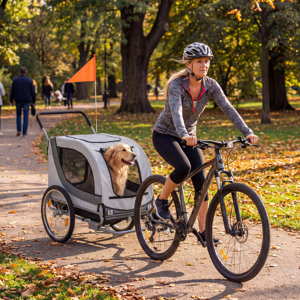 2-in-1 Dog Bike Trailer with Universal Bicycle Coupler Pet Wagon - view 2