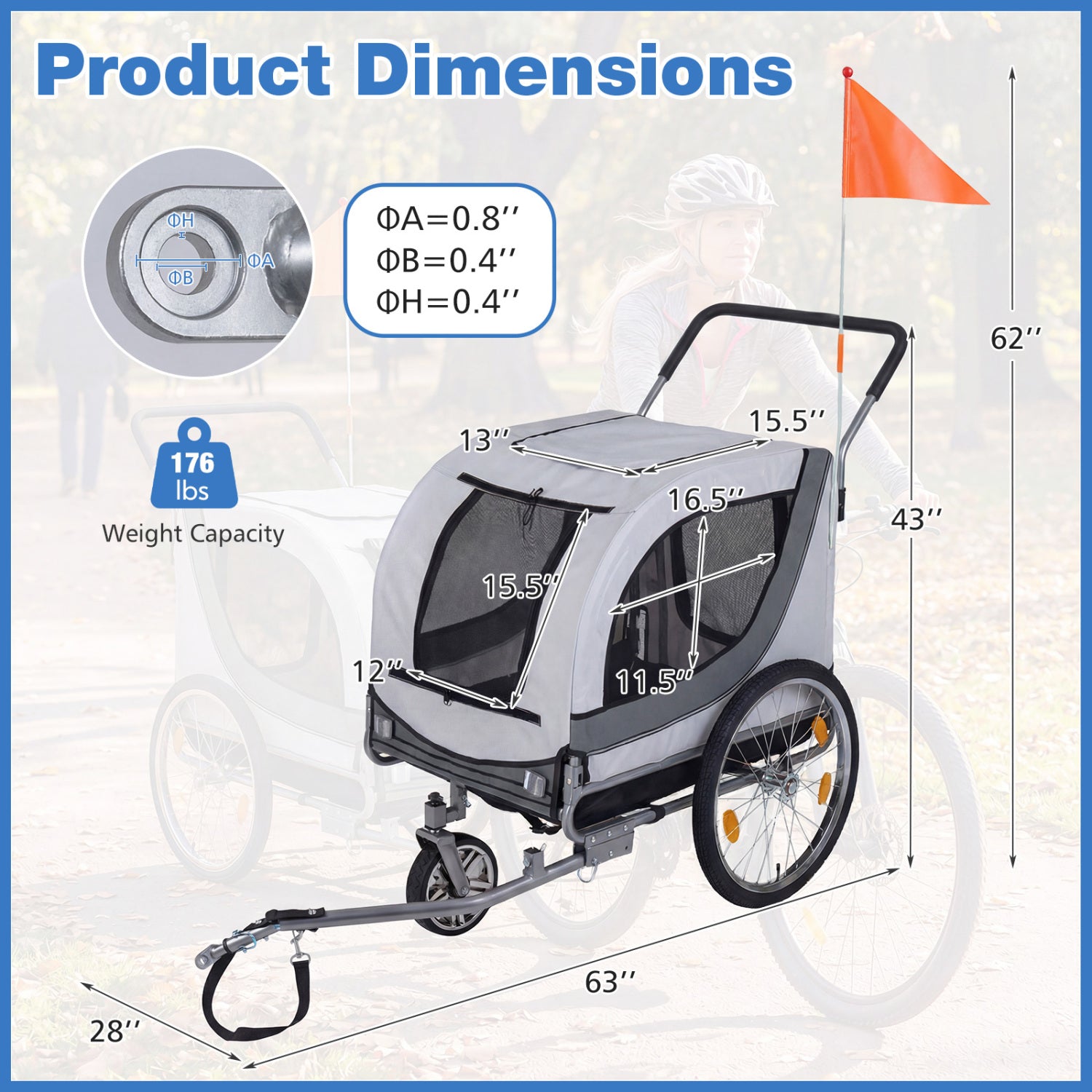2-in-1 Dog Bike Trailer with Universal Bicycle Coupler Pet Wagon - view 4