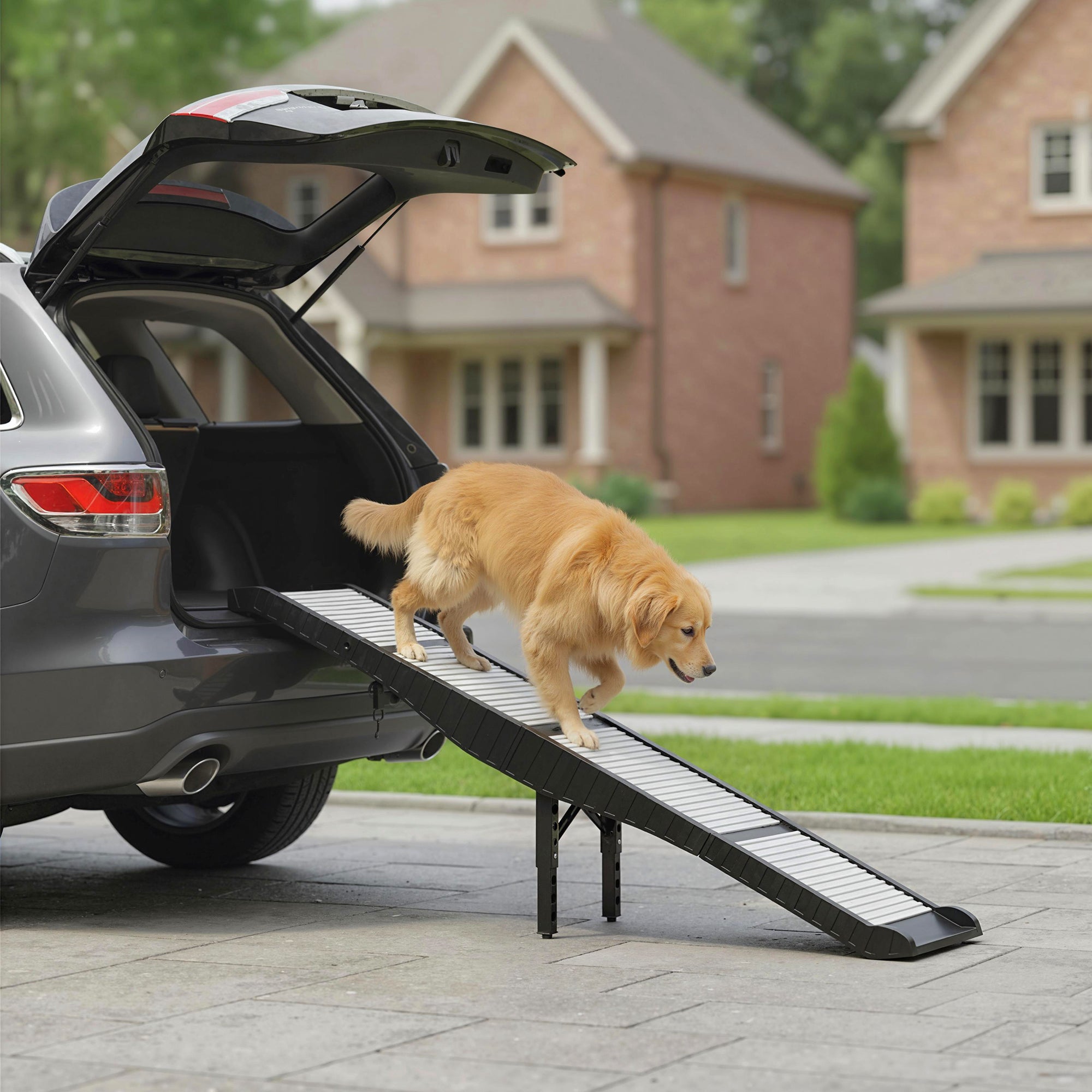 Foldable Dog Car Ramp with Support Leg, Non-Slip TPR Surface, 69" x 15.7" - view 7