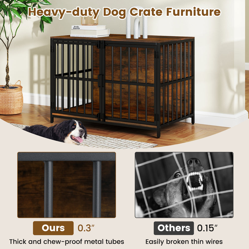 40 Inch Dog Crate Furniture Dog Kennel with Dual Lockable Double Doors - view 7