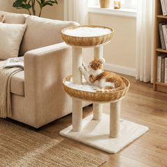 30-Inch Cat Tower with 2 Rattan Cat Baskets for Indoor Kittens Cat Tree - view 3