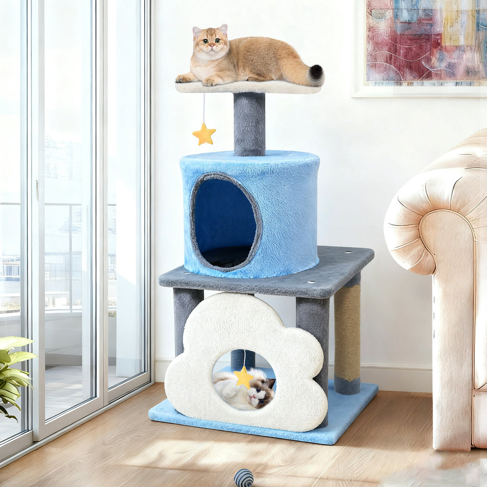 31.5" Cute Modern Cat Tree Multi-Level Kitten Tower - view 3
