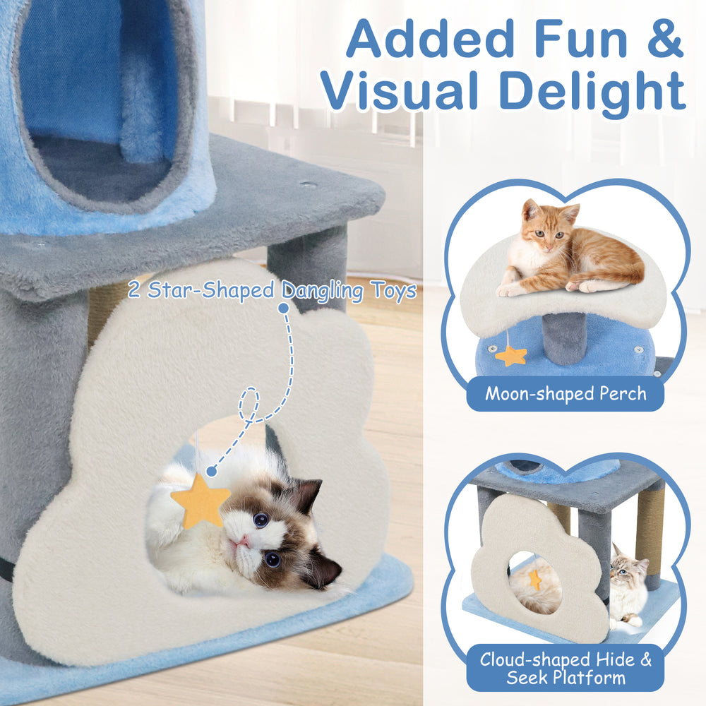 31.5" Cute Modern Cat Tree Multi-Level Kitten Tower - view 8