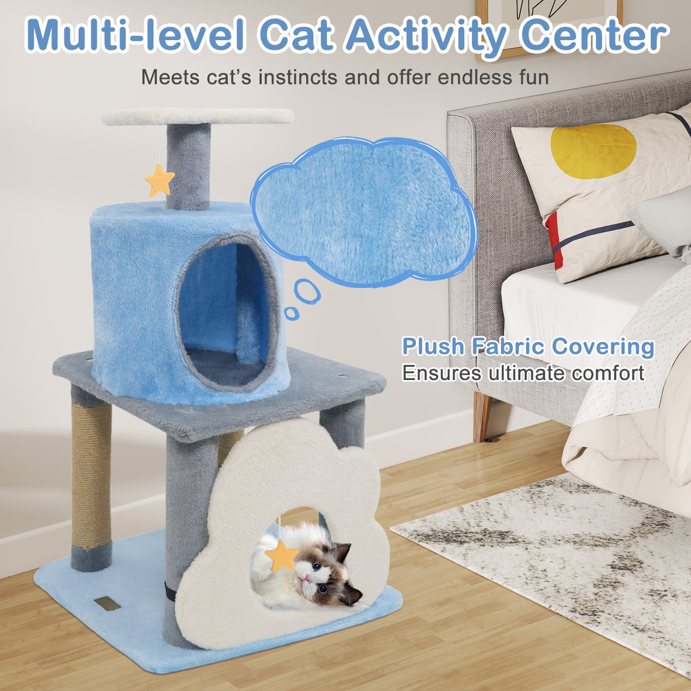 31.5" Cute Modern Cat Tree Multi-Level Kitten Tower - view 7
