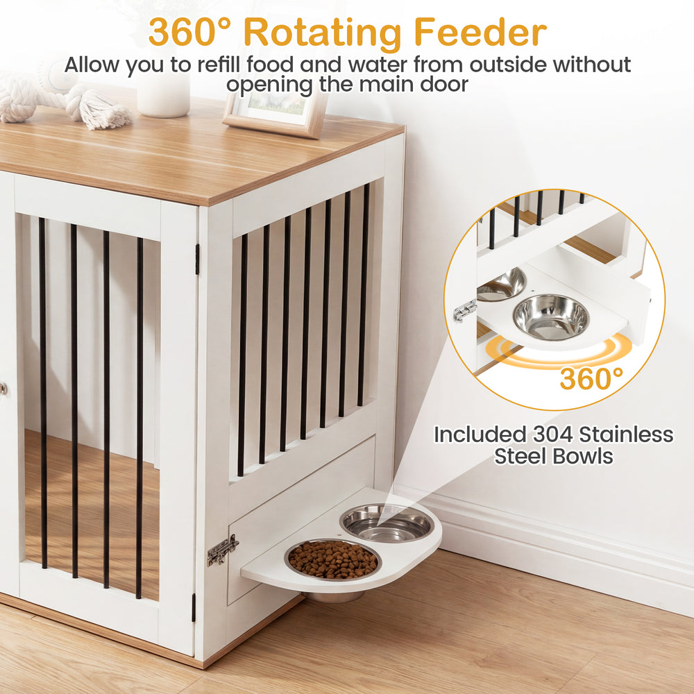 31.5" Dog Crate Furniture Wooden Dog Kennel with Double Lock Doors - view 8