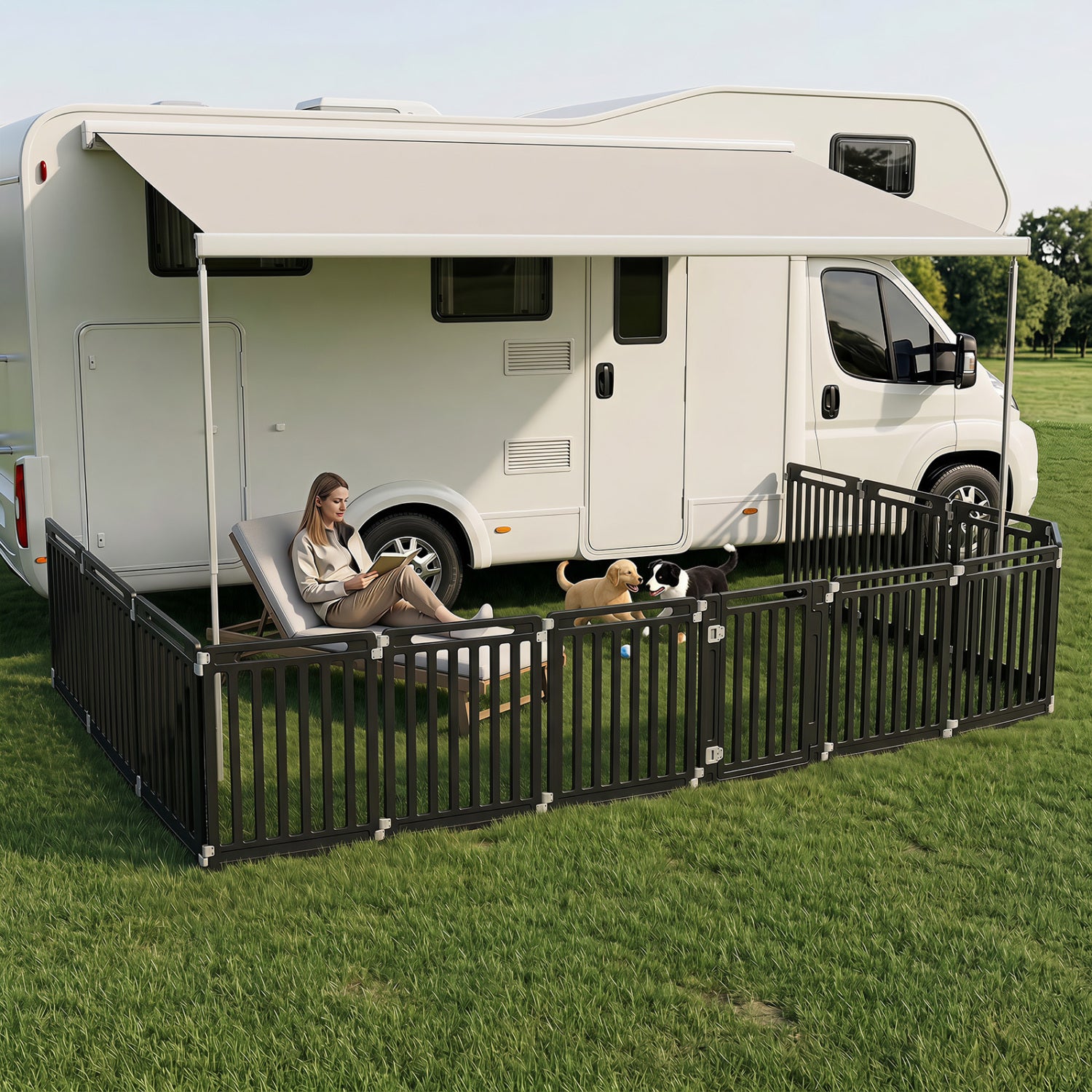 31.5" Height Indoor Outdoor Dog Playpen with 12 Panels Pet Gate - view 3