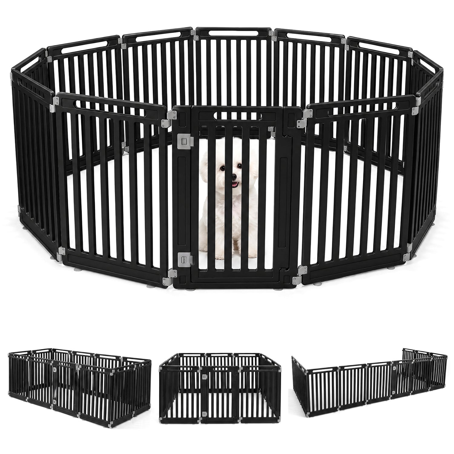 31.5" Height Indoor Outdoor Dog Playpen with 12 Panels Pet Gate