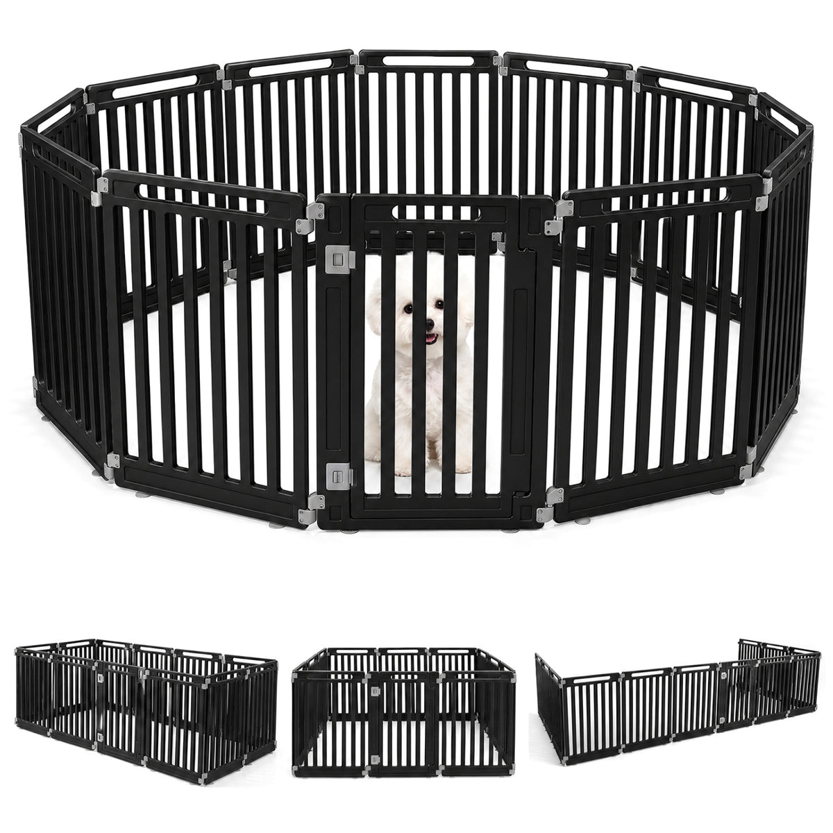 31.5" Height Indoor Outdoor Dog Playpen with 12 Panels Pet Gate