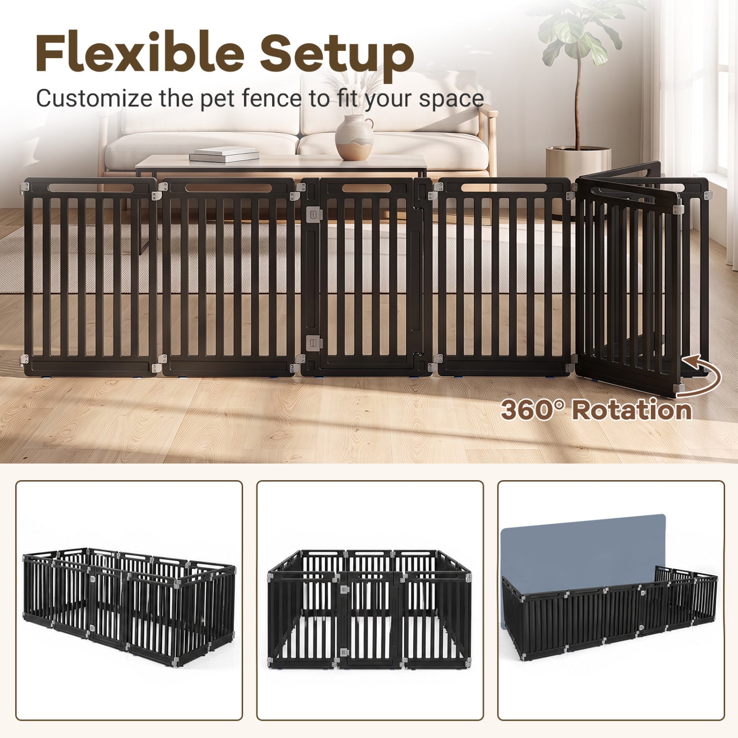 31.5" Height Indoor Outdoor Dog Playpen with 12 Panels Pet Gate - view 8