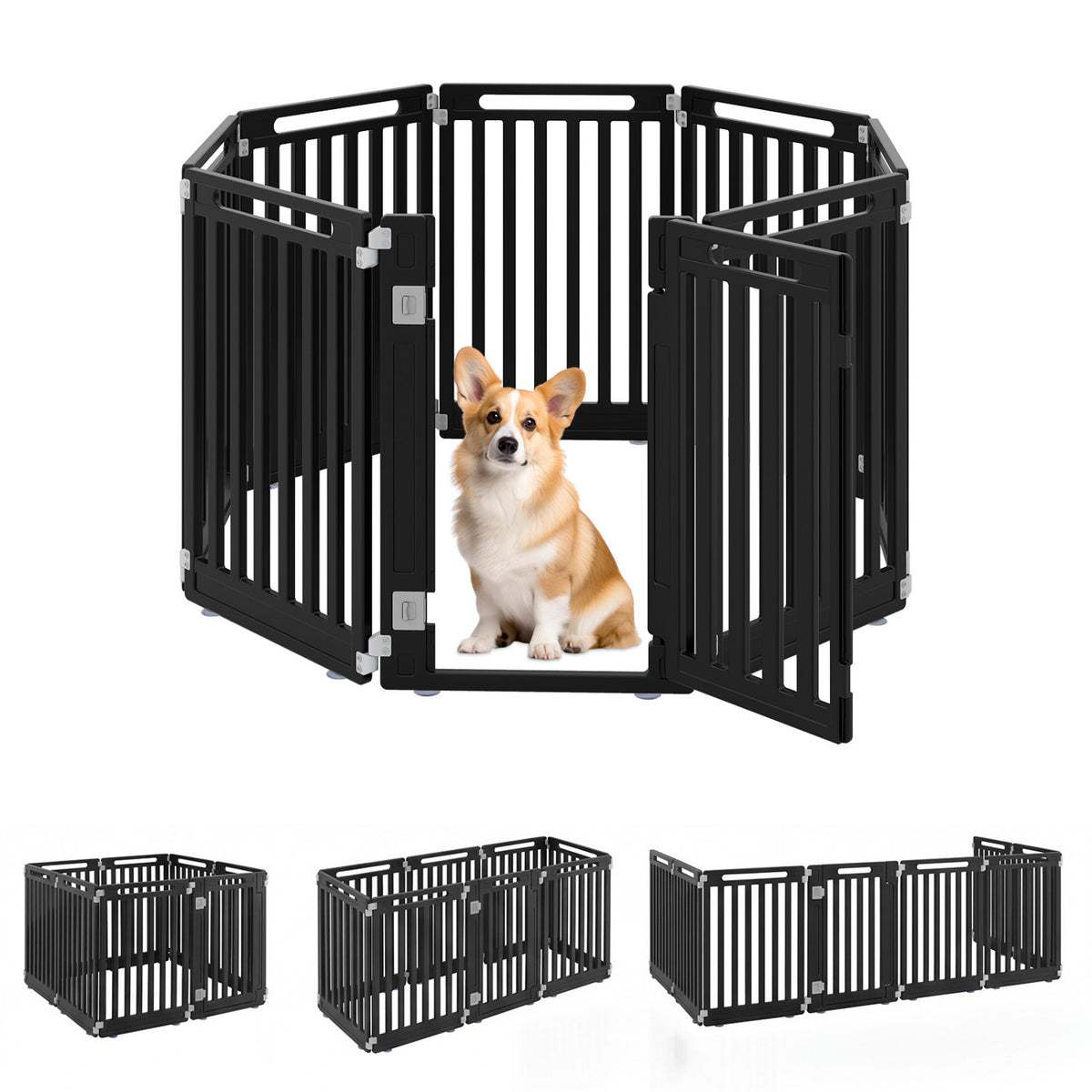 31.5" Height Indoor Outdoor Dog Playpen with 8 Panels Pet Gate