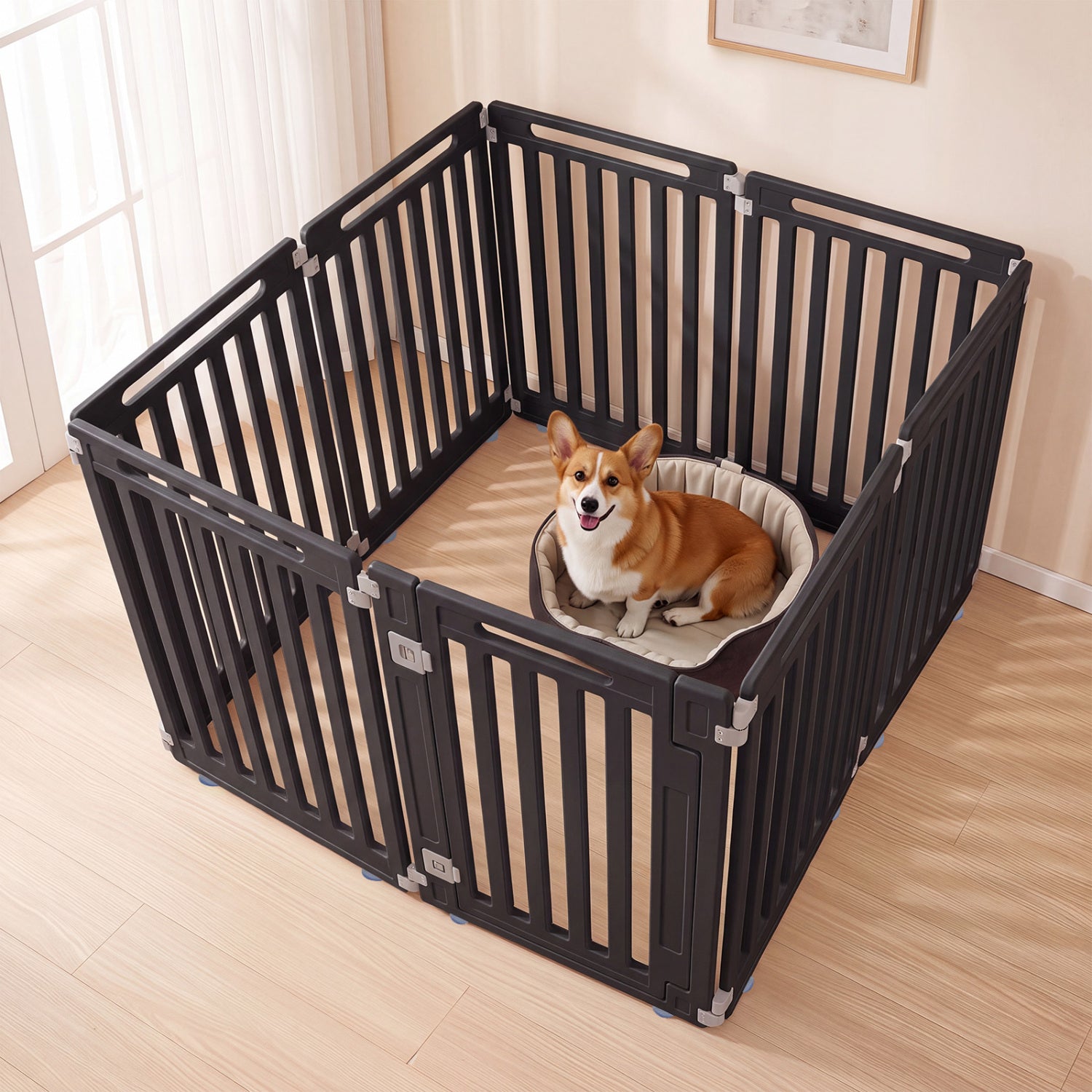 31.5" Height Indoor Outdoor Dog Playpen with 8 Panels Pet Gate - view 3