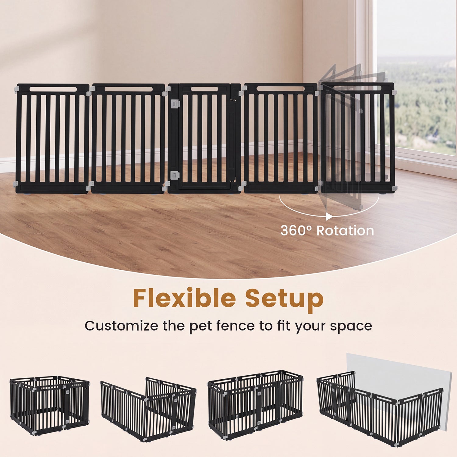 31.5" Height Indoor Outdoor Dog Playpen with 8 Panels Pet Gate - view 7