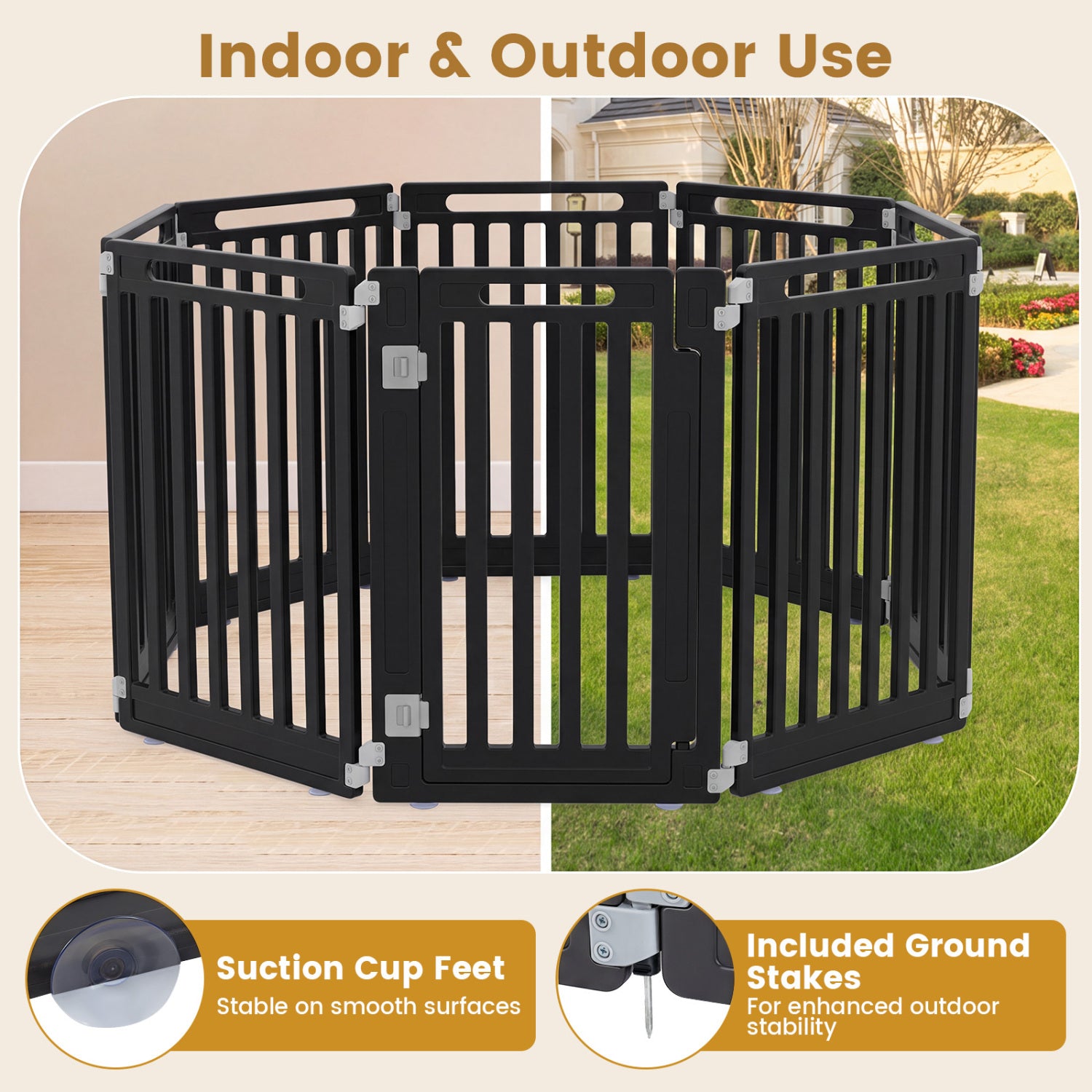 31.5" Height Indoor Outdoor Dog Playpen with 8 Panels Pet Gate - view 8