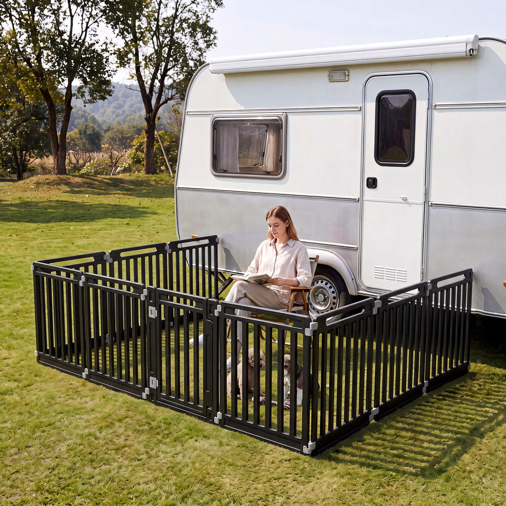 31.5" Height Indoor Outdoor Dog Playpen with 10 Panels Pet Gate - view 6