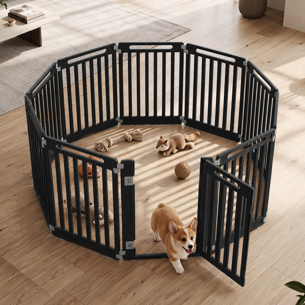 31.5" Height Indoor Outdoor Dog Playpen with 10 Panels Pet Gate - view 2