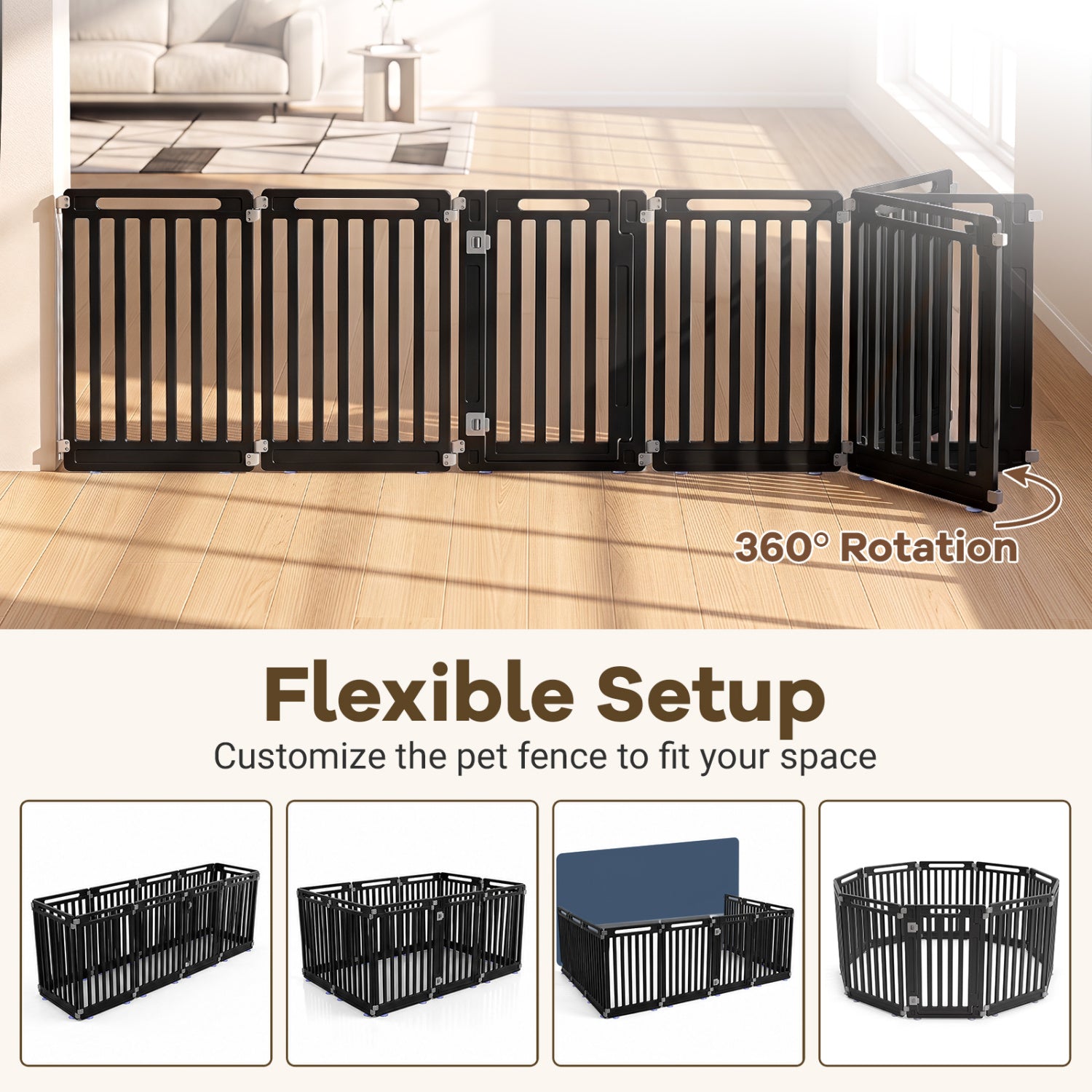 31.5" Height Indoor Outdoor Dog Playpen with 10 Panels Pet Gate - view 8