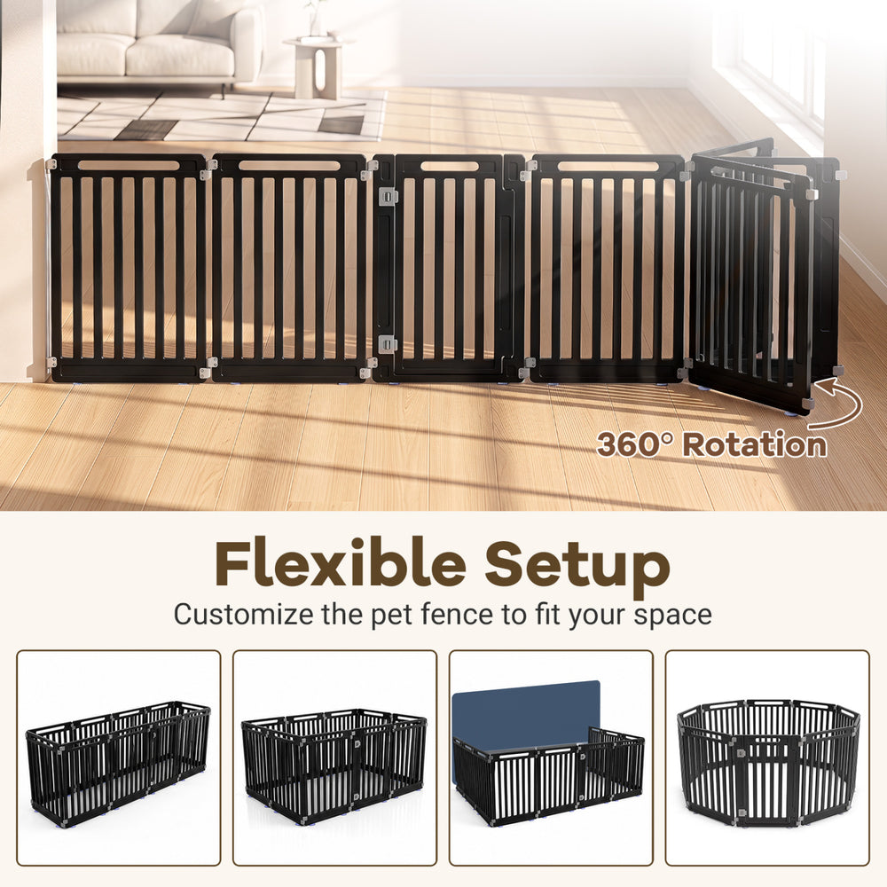 31.5" Height Indoor Outdoor Dog Playpen with 10 Panels Pet Gate - view 8