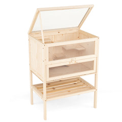 31.5 Inches Freestanding Hamster Cage Wooden Hamster Habitat Playpen - view 4