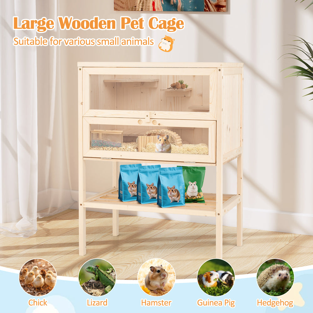 31.5 Inches Freestanding Hamster Cage Wooden Hamster Habitat Playpen - view 7