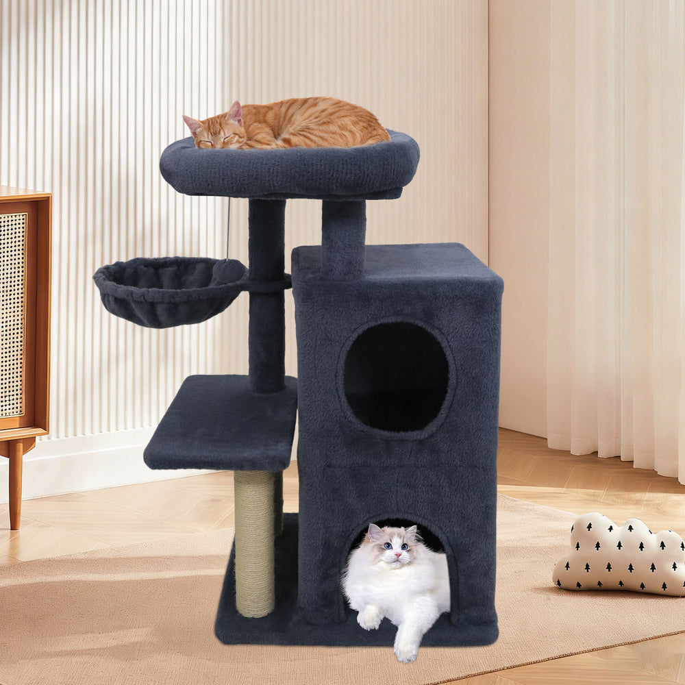 33.5 Inch Cute Kitten Tower with 2-Tier Condo and Padded Top Perch Cat Tree - view 2