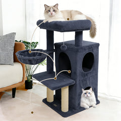 33.5 Inch Cute Kitten Tower with 2-Tier Condo and Padded Top Perch Cat Tree - view 3