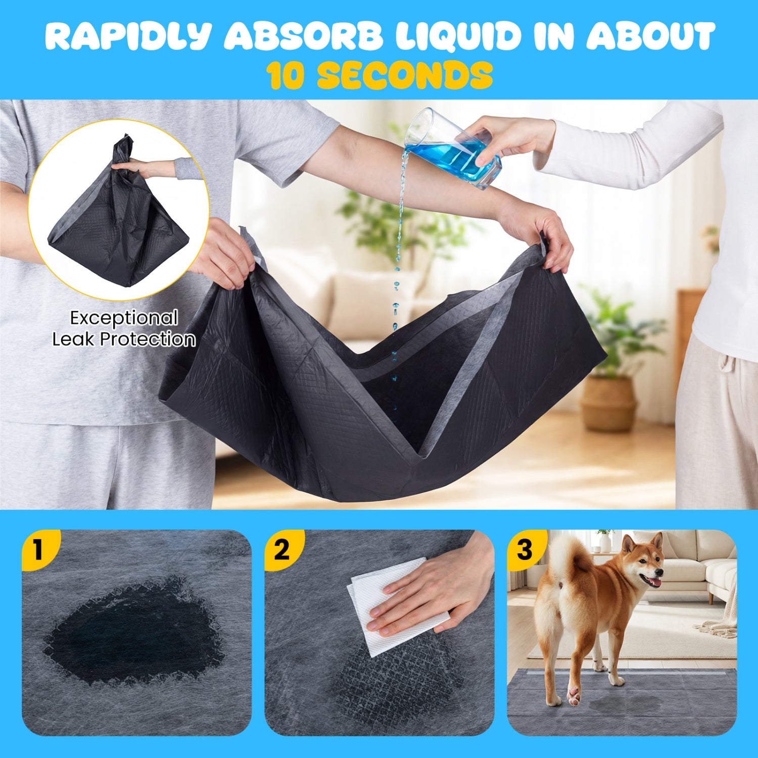35.5" x 24" Charcoal Dog Pee Pads 6-Layer for Dogs Pet Supplies - view 8