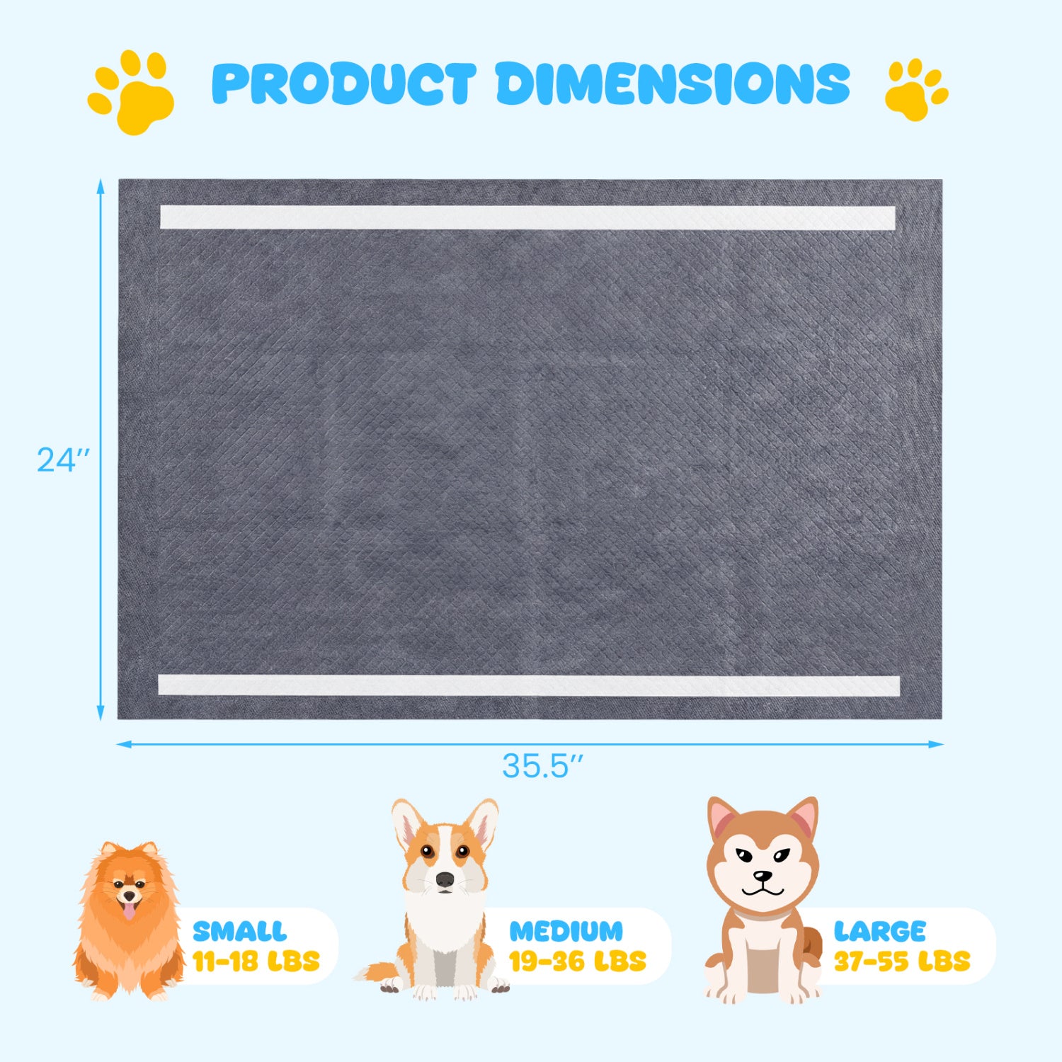 35.5" x 24" Charcoal Dog Pee Pads 6-Layer for Dogs Pet Supplies - view 4