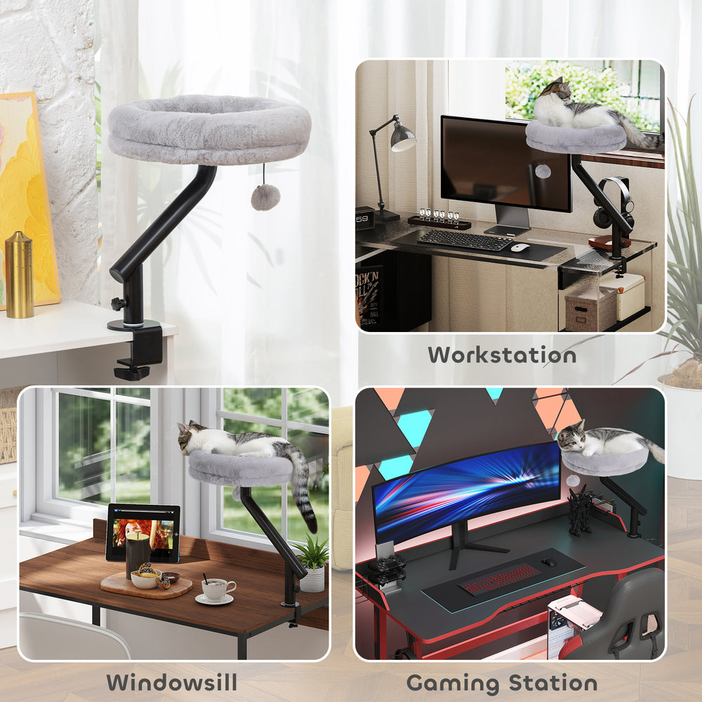 Cat Desk Bed 360 deg Rotatable Adjustable Height for Home Office Work Window - view 5