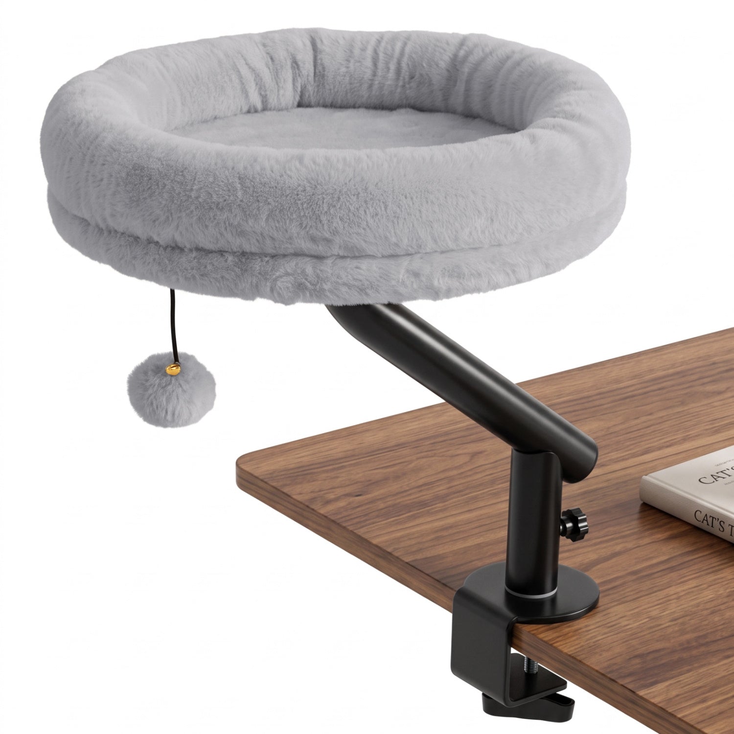 360 deg Rotating Cat Desk Bed for Indoor Cats with Removable Perch Cat Furniture