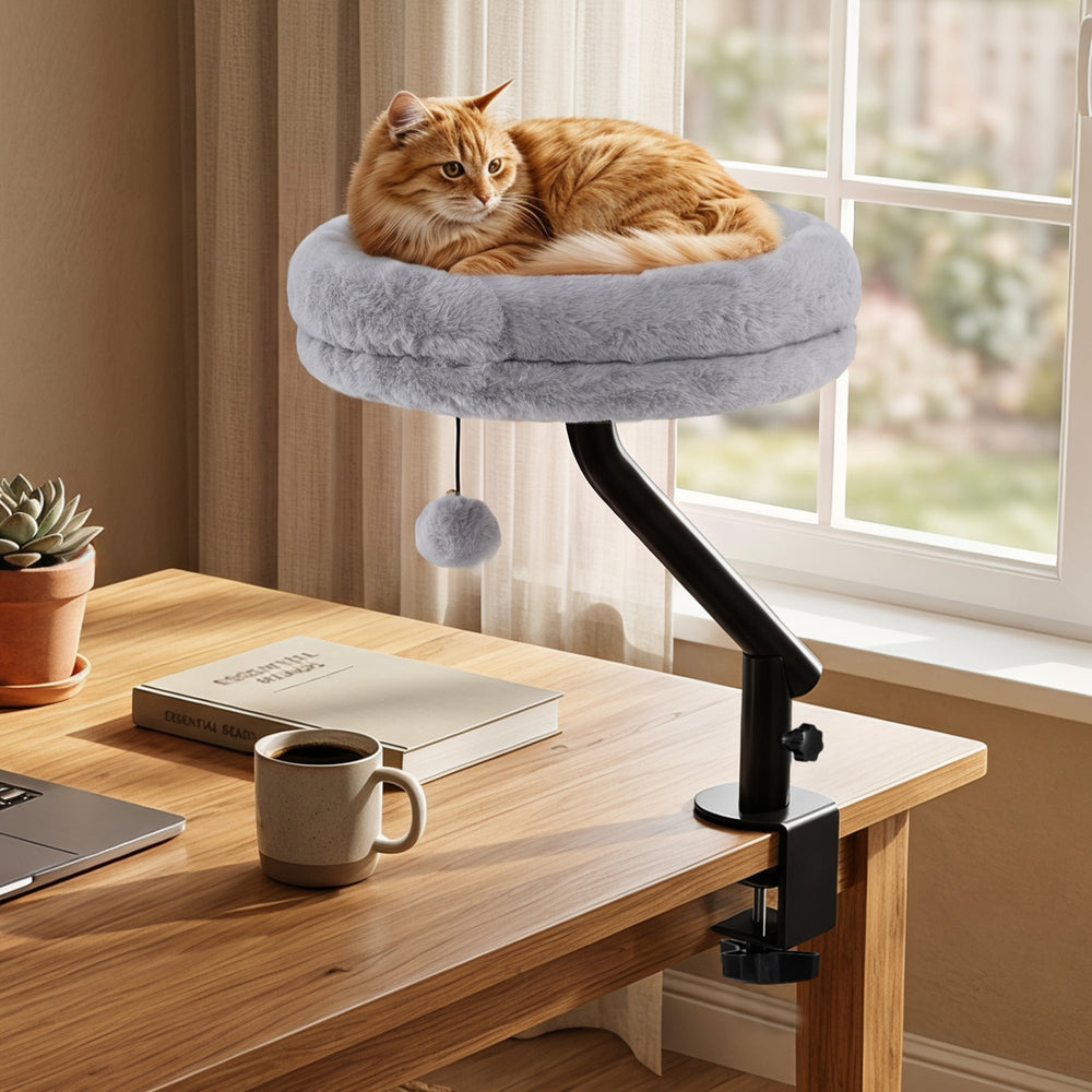 360 deg Rotating Cat Desk Bed for Indoor Cats with Removable Perch Cat Furniture - view 2