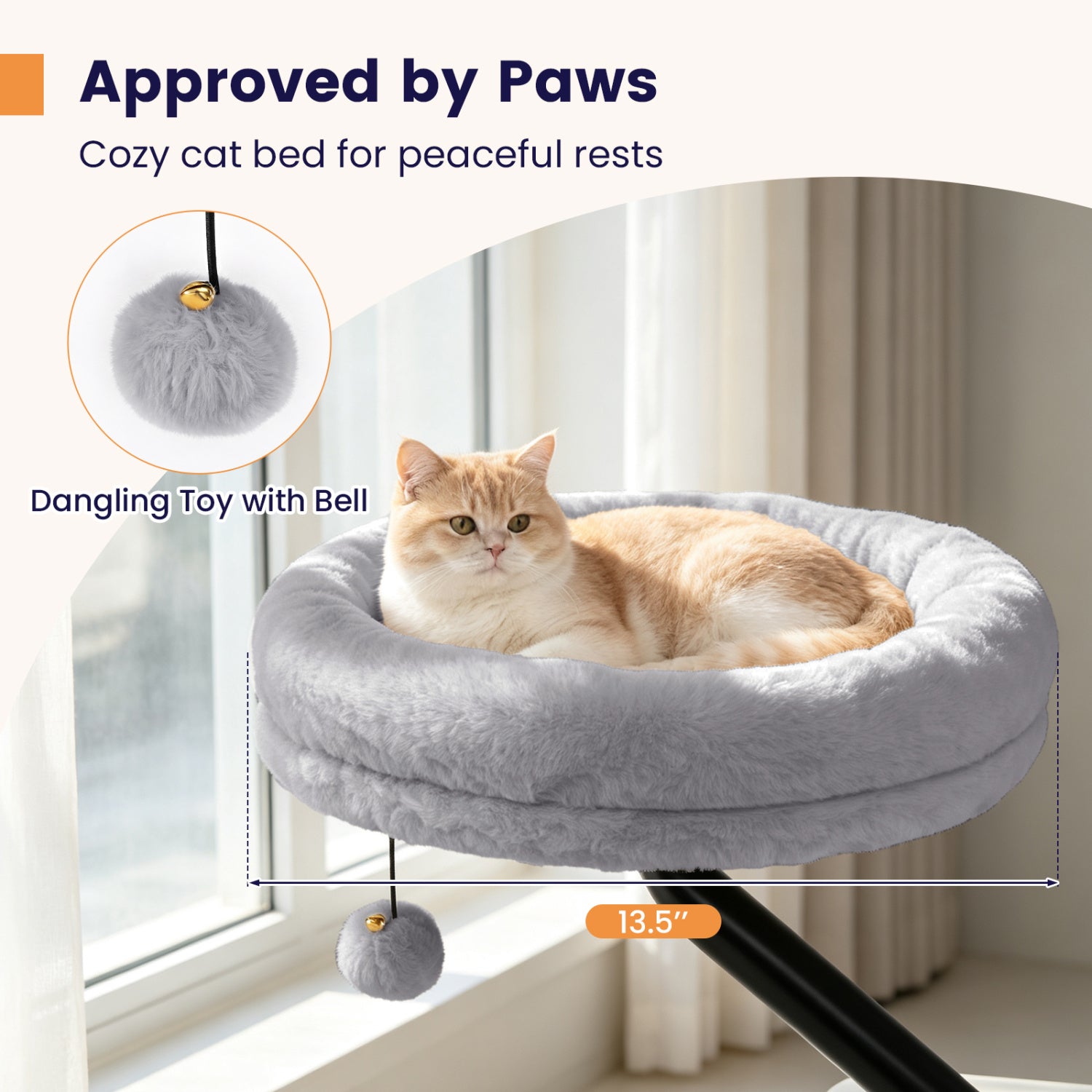 360 deg Rotating Cat Desk Bed for Indoor Cats with Removable Perch Cat Furniture - view 8