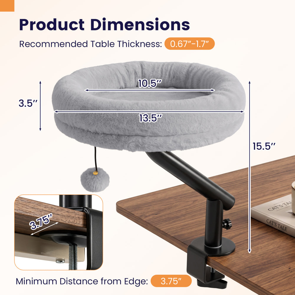 360 deg Rotating Cat Desk Bed for Indoor Cats with Removable Perch Cat Furniture - view 5