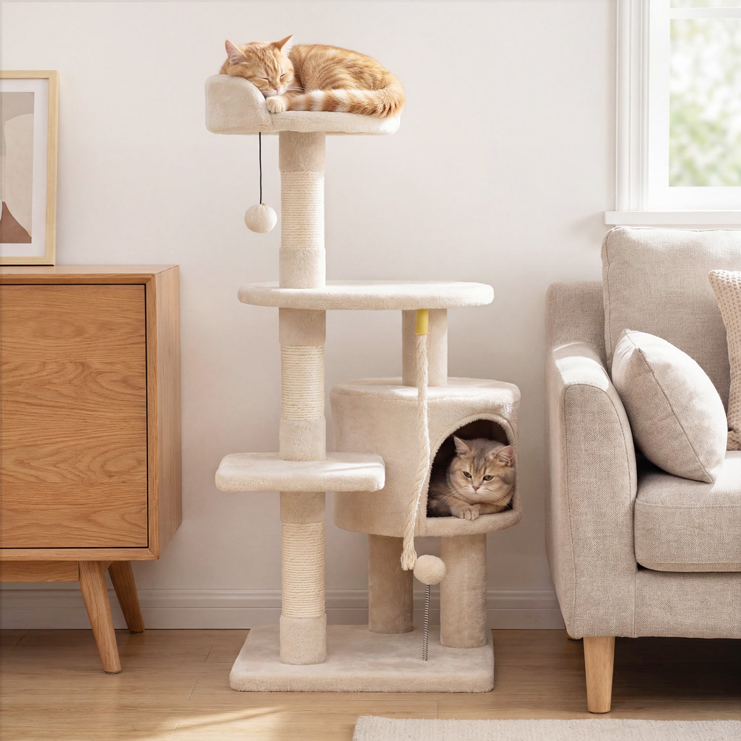 36 Inch Tall Kitten Tower with Condo and Plush Perch Cat Tree - view 3