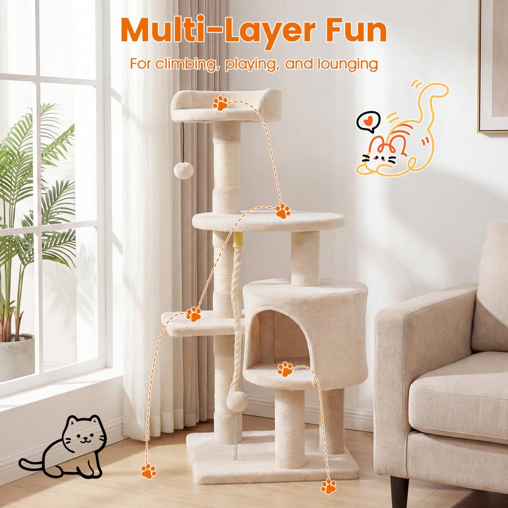36 Inch Tall Kitten Tower with Condo and Plush Perch Cat Tree - view 6