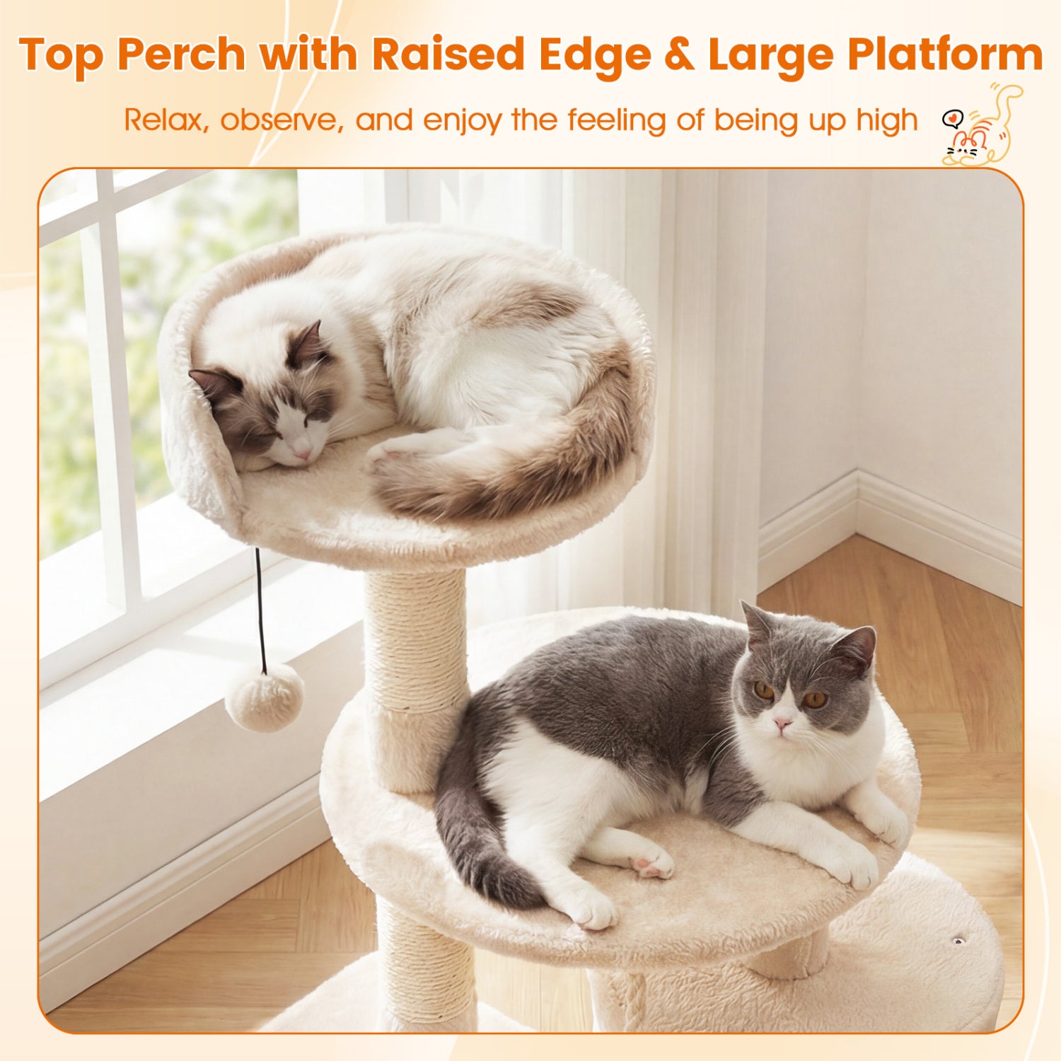 36 Inch Tall Kitten Tower with Condo and Plush Perch Cat Tree - view 7