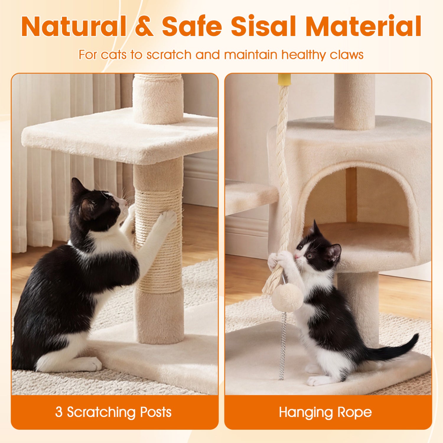 36 Inch Tall Kitten Tower with Condo and Plush Perch Cat Tree - view 8
