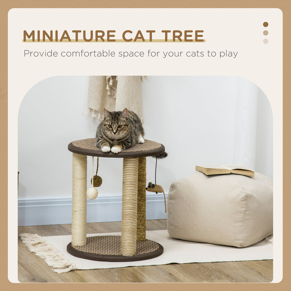 17" Cat Tree, Kitty Activity Centre with Hanging Toys, Cat Tower with Jute - view 3