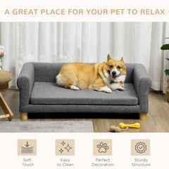 Modern Pet Sofa Cat or Medium Large Dog Bed W/ Removable Seat Cushion, Dark - view 3