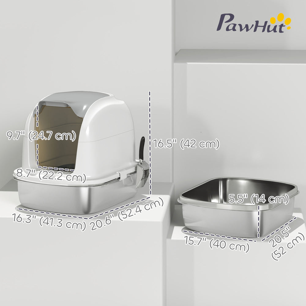 Large Stainless Steel Cat Litter Box with Lid, Enclosed Cat Litter Box - view 2