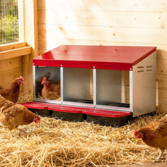 3-Compartment Roll Away Metal Chicken Nesting Box for Hens Chicken Coop - view 3