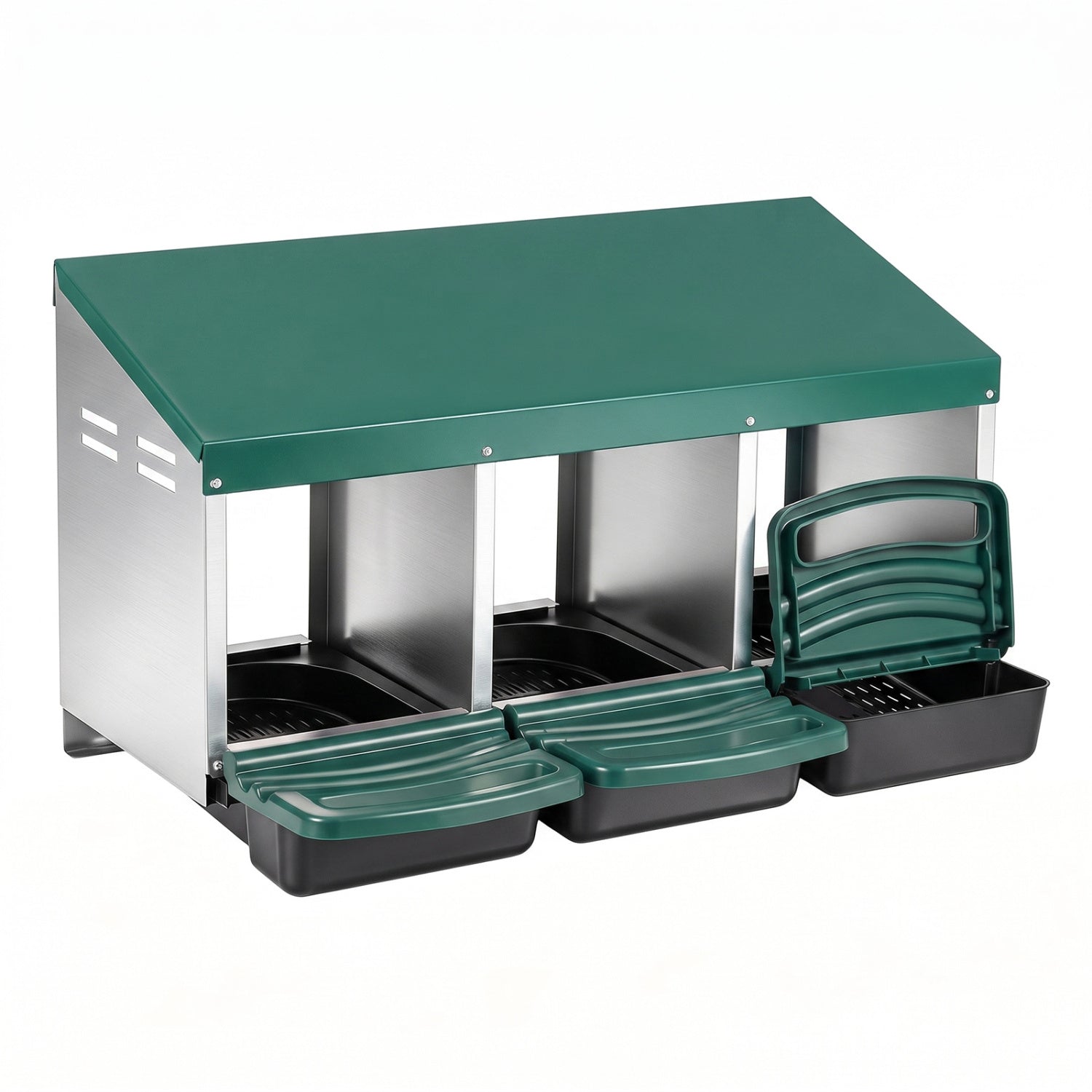 3-Compartment Roll Away Chicken Nesting Box for Egg Collection with Removable