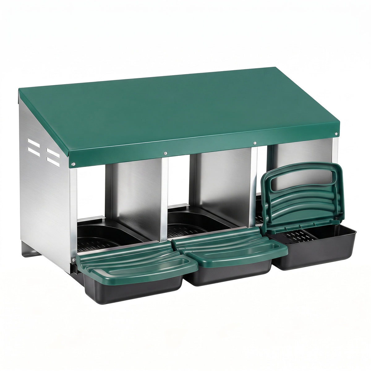 3-Compartment Roll Away Chicken Nesting Box for Egg Collection with Removable