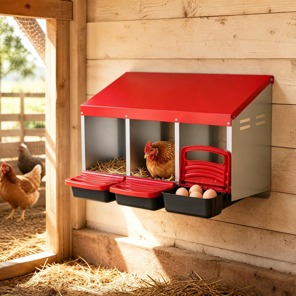3-Compartment Roll Away Chicken Nesting Box for Egg Collection with Removable - view 4