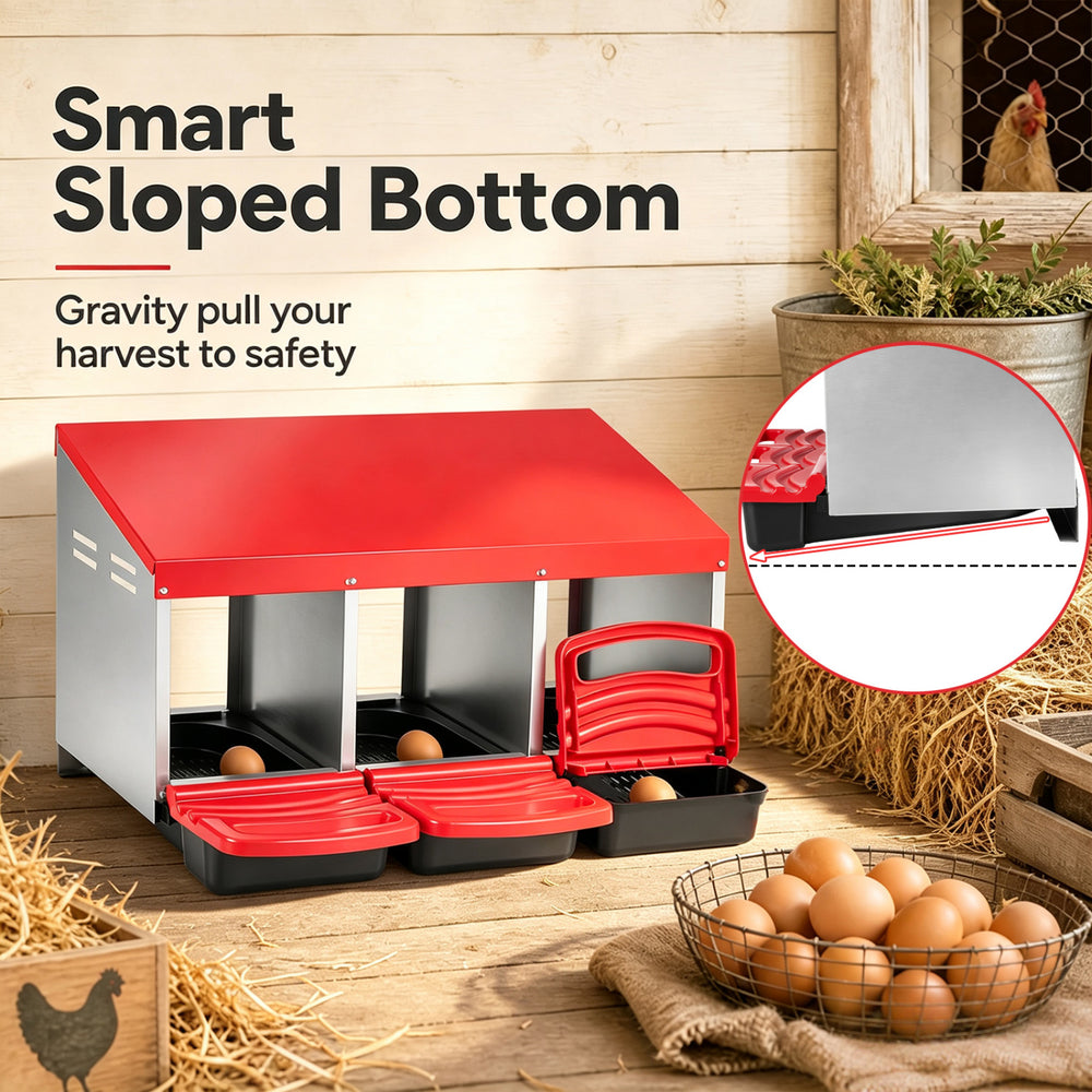 3-Compartment Roll Away Chicken Nesting Box for Egg Collection with Removable - view 7