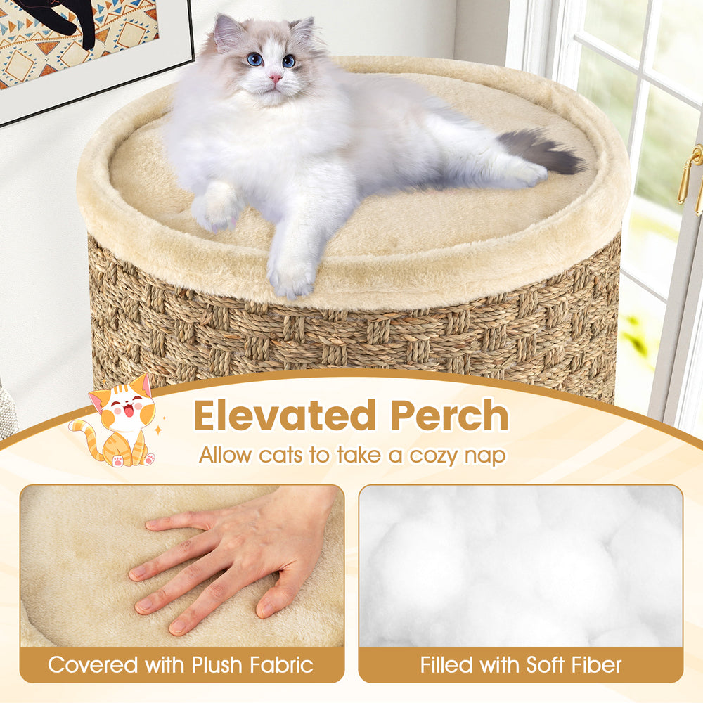 3-Story Cat Condo 28 Inch Multi-level Cat Hideaway with Sisal Scratching Pad - view 7
